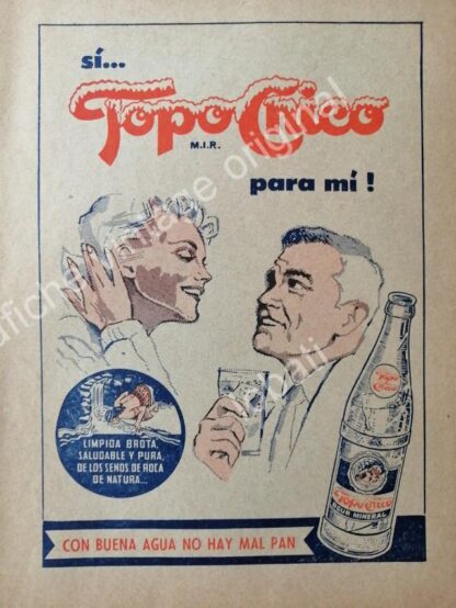 CARTEL ANTIGUO ORIGINAL DE SET DE 3 AFICHES AGUA MINERAL TOPO CHICO 40s & 50s /3 - Image 3
