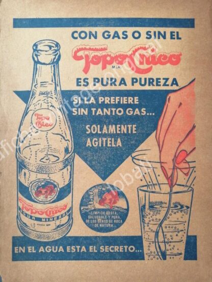 CARTEL ANTIGUO ORIGINAL DE SET DE 3 AFICHES AGUA MINERAL TOPO CHICO 40s & 50s /3 - Image 2