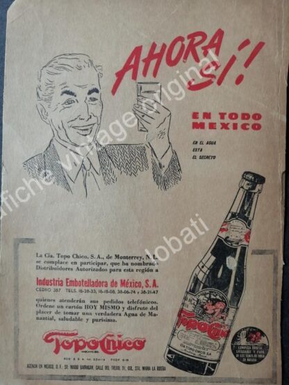 CARTEL ANTIGUO ORIGINAL DE SET DE 3 AFICHES AGUA MINERAL TOPO CHICO 1940s & 50s - Image 3
