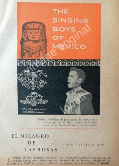 CARTEL ANTIGUO ORIGINAL DE REPORTAJES SOBRE LOS NIÑOS CANTORES DE MORELIA 1959 - Image 4