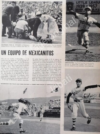 CARTEL ANTIGUO ORIGINAL DE REPORTAJE LOS NIÑOS CAMPEONES DE MONTERREY 1957. BEISBOL - Image 2