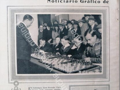 CARTEL ANTIGUO ORIGINAL DE REPORTAJES SOBRE RAUL CAPABLANCA 1927 / AJEDREZ - Image 4