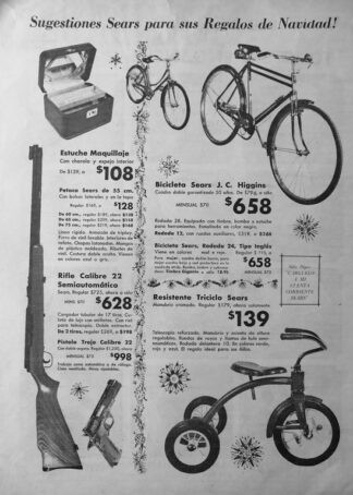 CARTEL ANTIGUO ORIGINAL DE BICICLETAS SEARS J.C HIGGINS Y OTROS 1960s