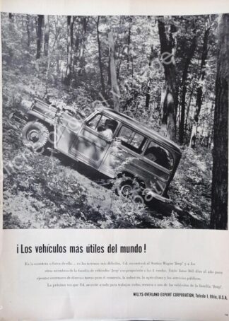 CARTEL ANTIGUO ORIGINAL DE AUTOS CAMIONETA PICKUP WILLYS ESTATION WAGON 1955