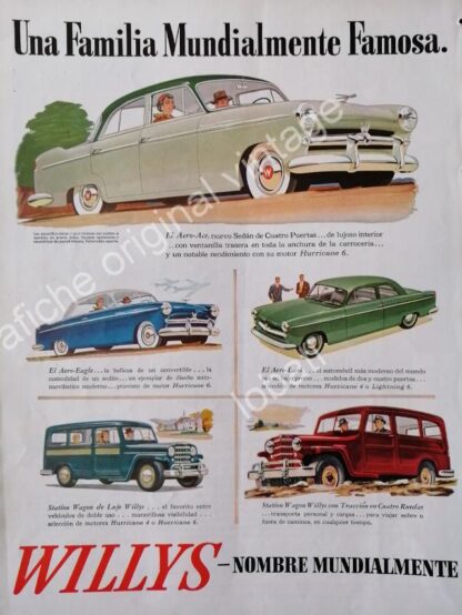 CARTEL ANTIGUO ORIGINAL DE AUTOS Y CAMIONETAS WILLYS 1953 TODOS SUS MODELOS - Image 3
