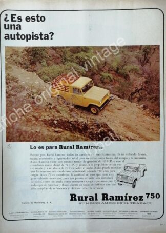 CARTEL ANTIGUO ORIGINAL DE CAMIONETA PICKUP RURAL RAMIREZ 750 /1966 / MUY RARO /2