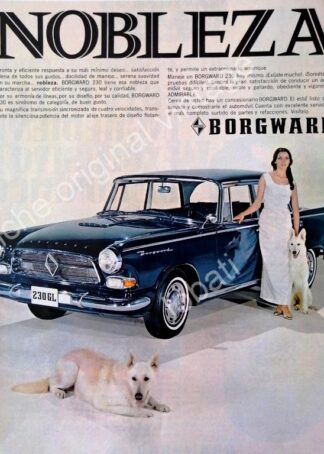 CARTEL ANTIGUO ORIGINAL DE AUTOS BORGWARD 230-GL 1967 MONTERREY