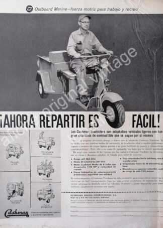 CARTEL ANTIGUO ORIGINAL DE MOTOCICLETAS CUSHMAN 1957