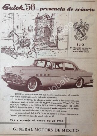 CARTEL ANTIGUO ORIGINAL DE AUTOS BUICK 1956 GENERAL MOTORS
