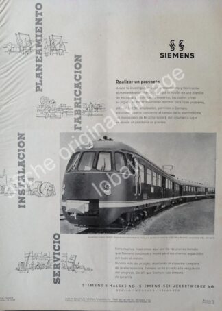 CARTEL ANTIGUO ORIGINAL DE LOCOMOTORAS SIEMENS 1957 / RARO