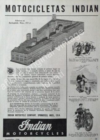 CARTEL ANTIGUO ORIGINAL DE MOTOCICLETAS INDIAN 1944
