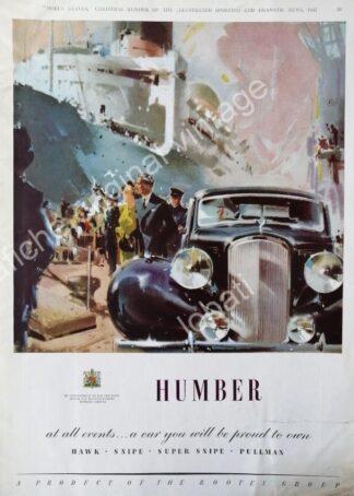 CARTEL ANTIGUO ORIGINAL DE AUTOS HUMBER 1947 / SUPER RARO