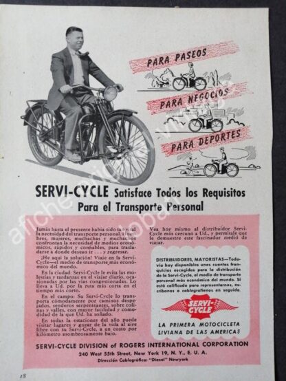 CARTEL ANTIGUO ORIGINAL DE SET DE 7 AFICHES DE MOTOCICLETAS 1940s-50s - Image 5