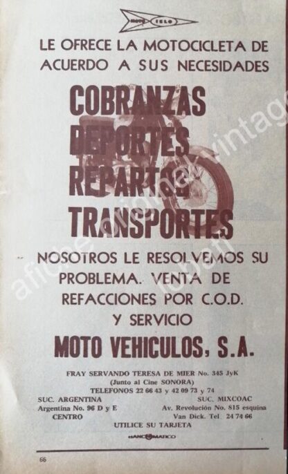CARTEL ANTIGUO ORIGINAL DE SET DE 2 AFICHES MOTOCICLETAS ISLO 1960s - Image 2