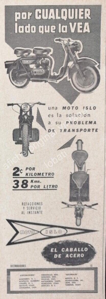 CARTEL ANTIGUO ORIGINAL DE SET DE 2 AFICHES MOTOCICLETAS ISLO 1960s - Image 3