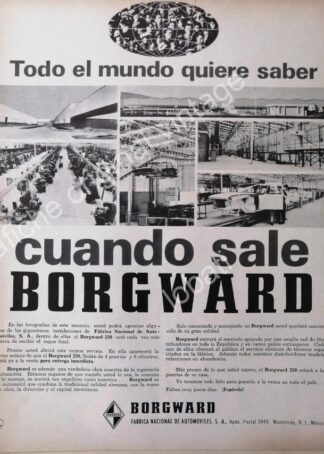 CARTEL ANTIGUO ORIGINAL DE AUTOS BORGWARD 1967 PLANTA MONTERREY, RARO