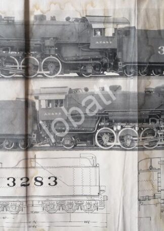 GRABADO ANTIGUO LOCOMOTORA AT&SF 1928 / A11