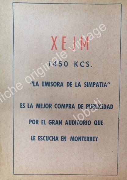 CARTEL ANTIGUO ORIGINAL DE SET DE 6. RADIO DIFUSORAS DE MONTERREY .1940s-60s - Image 2