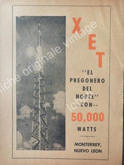 CARTEL ANTIGUO ORIGINAL DE SET DE 6. RADIO DIFUSORAS DE MONTERREY .1940s-60s - Image 3