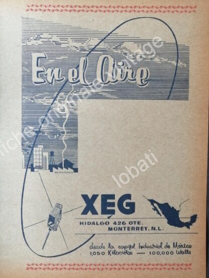 CARTEL ANTIGUO ORIGINAL DE SET DE 6. RADIO DIFUSORAS DE MONTERREY .1940s-60s - Image 4