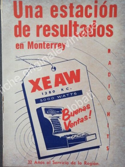 CARTEL ANTIGUO ORIGINAL DE SET DE 6. RADIO DIFUSORAS DE MONTERREY .1940s-60s - Image 6
