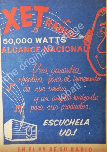 CARTEL ANTIGUO ORIGINAL DE SET DE 3. RADIO DIFUSORAS DE MONTERREY .1940s-60s - Image 4