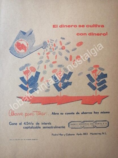 CARTEL ANTIGUO ORIGINAL DE 8 AFICHES BANCOS DE MONTEREY AÑOS 40s,50s,60s - Image 2