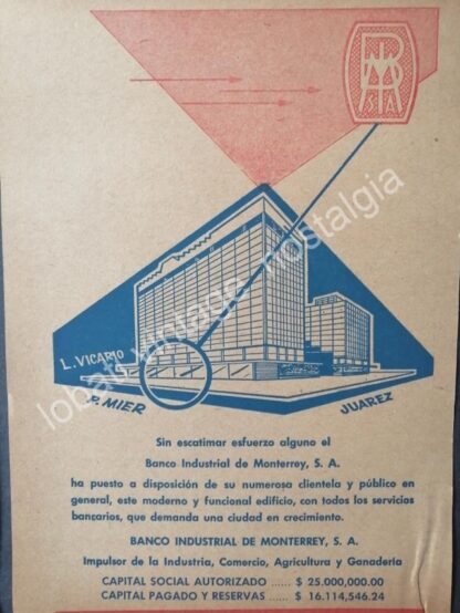 CARTEL ANTIGUO ORIGINAL DE 3 AFICHES, BANCO POPULAR DE MONTERREY EDIFICIO NUEVO - Image 3