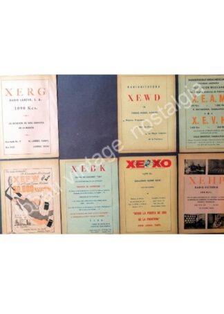 CARTEL ANTIGUO ORIGINAL DE 7 AFICHES RADIO DIFUSORAS DE TAMAULIPAS 1940s-60s