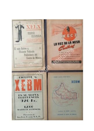 CARTEL ANTIGUO ORIGINAL DE 4 AFICHES RADIO DIFUSORAS DE SAN LUIS POTOSI 1940s-60s