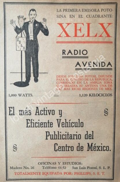 CARTEL ANTIGUO ORIGINAL DE 4 AFICHES RADIO DIFUSORAS DE SAN LUIS POTOSI 1940s-60s - Image 4