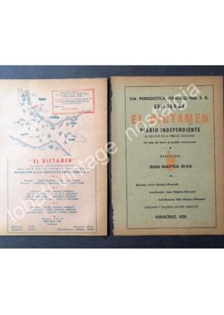 CARTEL ANTIGUO ORIGINAL DE 2 AFICHES PERIODICO EL DICTAMEN, DE VERACRUZ 1950s