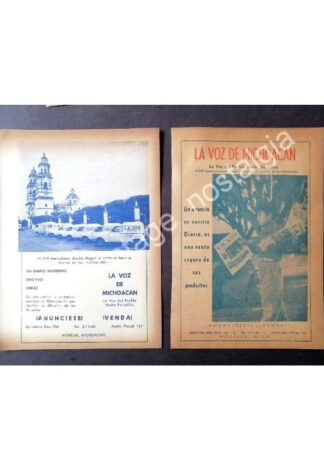 CARTEL ANTIGUO ORIGINAL DE 2 AFICHES PERIODICO LA VOZ DE MICHOACAN 1960s