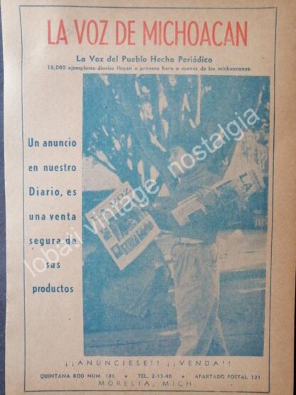 CARTEL ANTIGUO ORIGINAL DE 2 AFICHES PERIODICO LA VOZ DE MICHOACAN 1960s - Image 2