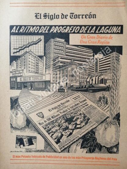 CARTEL ANTIGUO ORIGINAL DE SET DE 3 AFICHES PERIODICO EL SIGLO DE TORREON 1960s - Image 3