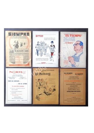 CARTEL ANTIGUO ORIGINAL DE SET DE 7 AFICHES PERIODICOS DE MONTERREY 1940s-60s