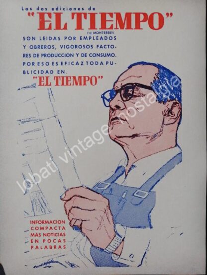 CARTEL ANTIGUO ORIGINAL DE SET DE 7 AFICHES PERIODICOS DE MONTERREY 1940s-60s - Image 5