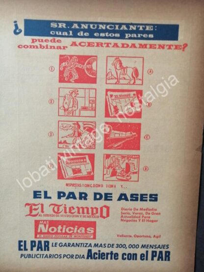 CARTEL ANTIGUO ORIGINAL DE SET DE 4. PERIODICO EL TIEMPO. MONTERREY, AÑOS 50s-60s - Image 5
