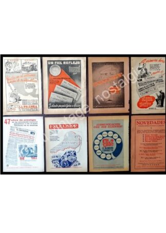 CARTEL ANTIGUO ORIGINAL DE SET DE 8 AFICHES DE PERIODICOS DE LOS AÑOS 40s-60s