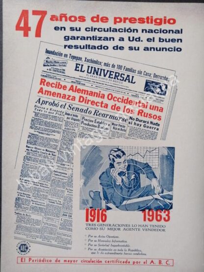 CARTEL ANTIGUO ORIGINAL DE SET DE 8 AFICHES DE PERIODICOS DE LOS AÑOS 40s-60s - Image 9