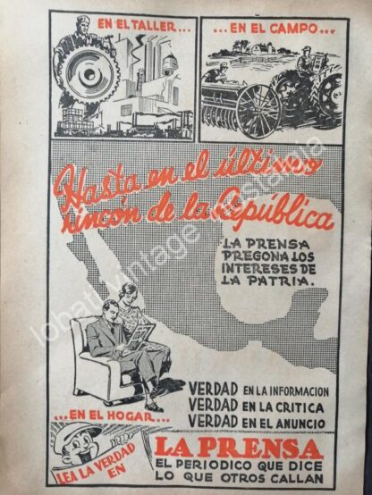 CARTEL ANTIGUO ORIGINAL DE SET DE 8 AFICHES DE PERIODICOS DE LOS AÑOS 40s-60s - Image 5