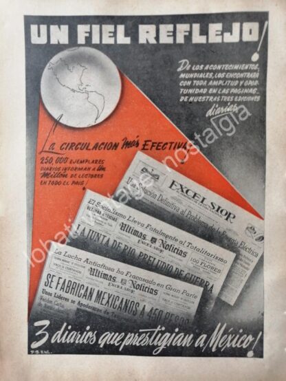 CARTEL ANTIGUO ORIGINAL DE SET DE 8 AFICHES DE PERIODICOS DE LOS AÑOS 40s-60s - Image 4