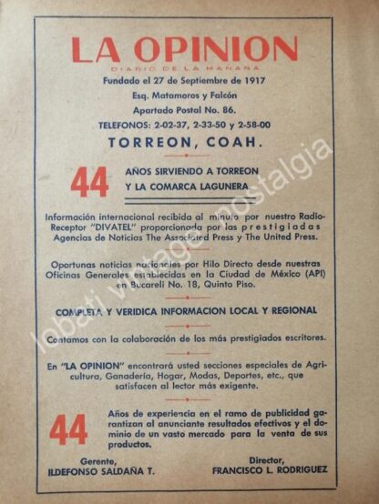 CARTEL ANTIGUO ORIGINAL DE SET DE 3 CARTELES DE PERIODICOS DE COAHUILA 1960s - Image 4
