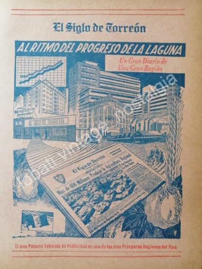 CARTEL ANTIGUO ORIGINAL DE SET DE 3 CARTELES DE PERIODICOS DE COAHUILA 1960s - Image 3