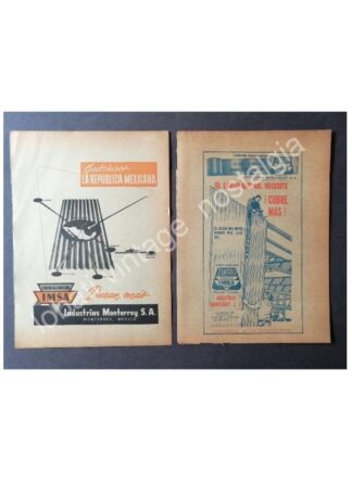 CARTEL ANTIGUO ORIGINAL DE 2 AFICHES IMSA. INDUSTRIAS MONTERREY S.A 1950s