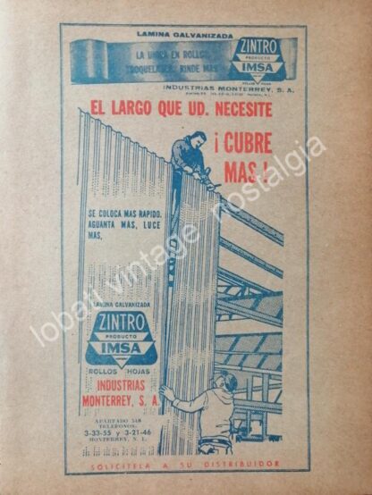 CARTEL ANTIGUO ORIGINAL DE 2 AFICHES IMSA. INDUSTRIAS MONTERREY S.A 1950s - Image 3