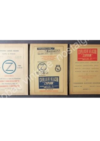 CARTEL ANTIGUO ORIGINAL DE SET DE 3 AFICHES FUNERALES ZAPIAIN MONTERREY AÑOS 50s 60s