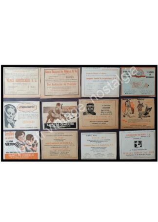 CARTEL ANTIGUO ORIGINAL DE SET DE 12 AFICHES, BANCOS DE MONTERREY AÑOS 40s-60s