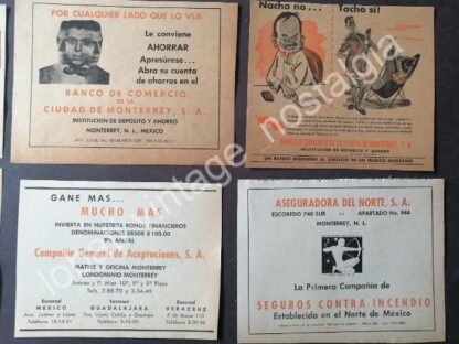 CARTEL ANTIGUO ORIGINAL DE SET DE 12 AFICHES, BANCOS DE MONTERREY AÑOS 40s-60s - Image 4