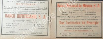 CARTEL ANTIGUO ORIGINAL DE SET DE 12 AFICHES, BANCOS DE MONTERREY AÑOS 40s-60s - Image 2